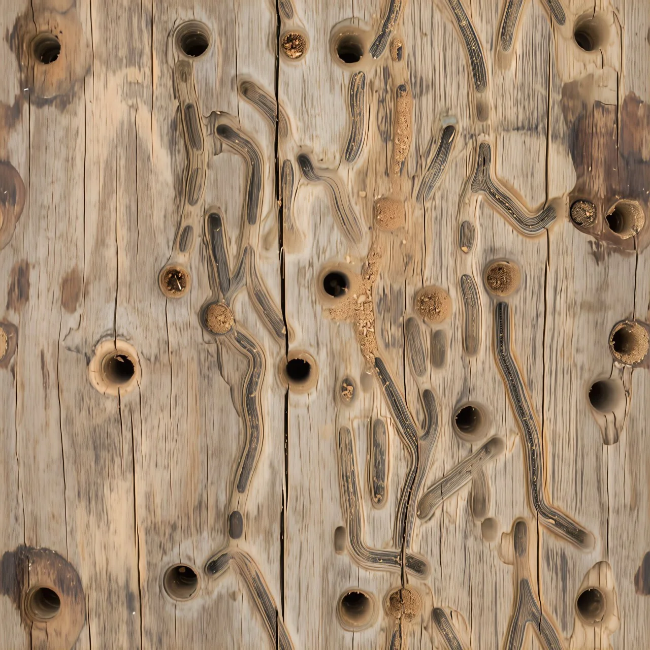 Worm-eaten Wood PBR Texture Pack №1  (8K Resolution, tileable) — PBR texture